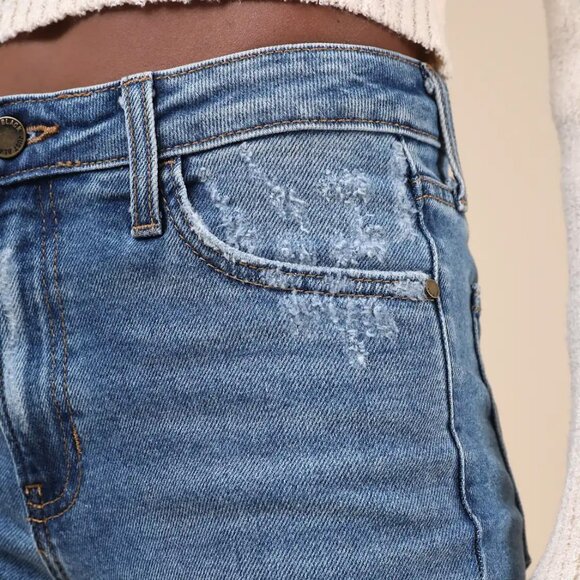 Just Black Denim - Roaming Wild Medium Wash High-Waisted Straight-Leg Jeans - Picture 3 of 5